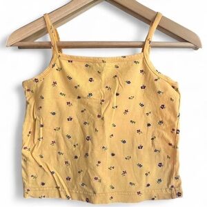 90s Northern Getaway Yellow Floral Nature Design Cute Cottagecore Crop Top XS